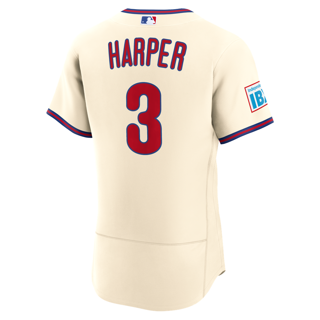 Bryce Harper Philadelphia Phillies Nike Alternate Authentic Sponsor Patch Jersey - Cream